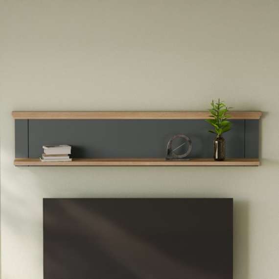 Hylle PONTY 150x33 cm - grå wolfram - eik mauvella