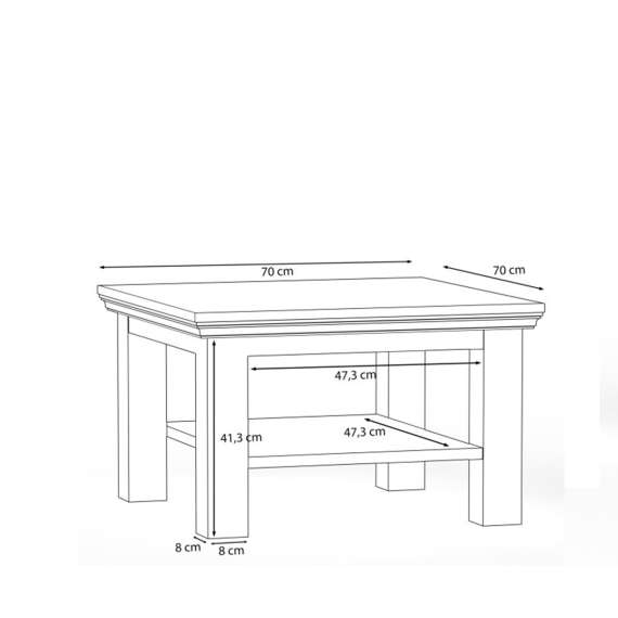 Sofabord PONTY - 70x70 cm - grå wolfram - eik mauvella