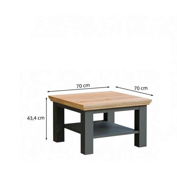 Sofabord PONTY - 70x70 cm - grå wolfram - eik mauvella