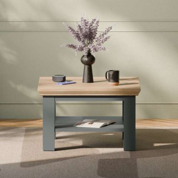 Sofabord PONTY - 70x70 cm - grå wolfram - eik mauvella
