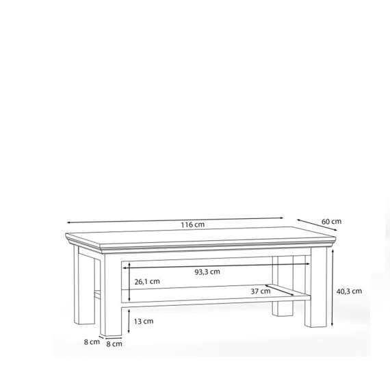Sofabord PONTY - 116x60 cm - grå wolfram - eik mauvella