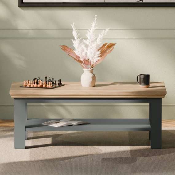 Sofabord PONTY - 116x60 cm - grå wolfram - eik mauvella