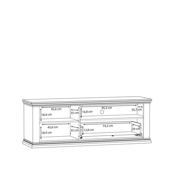 Tv-benk PONTY - 150x54 cm - 1 dør - 1 skuff - grå wolfram - eik mauvella