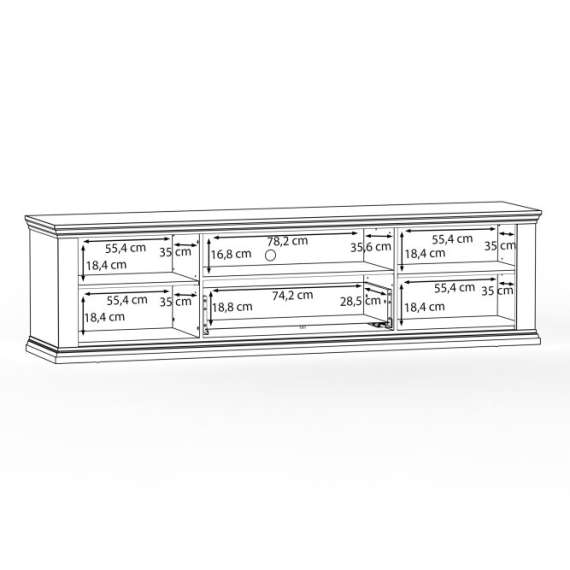 Tv-benk PONTY - 200x54 cm - 2 dører - 1 skuff - grå wolfram - eik mauvella