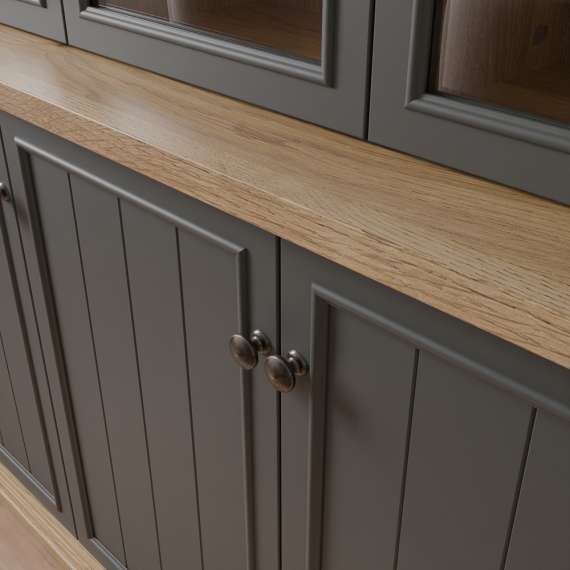 Tv-benk PONTY - 200x54 cm - 2 dører - 1 skuff - grå wolfram - eik mauvella