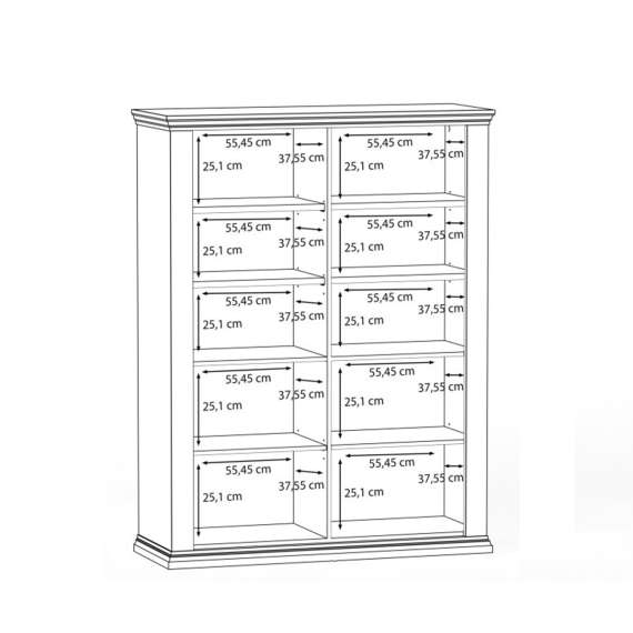 Vitrineskap PONTY - 120x156 cm - 3 dører - 3 skuffer - grå wolfram - eik mauvella