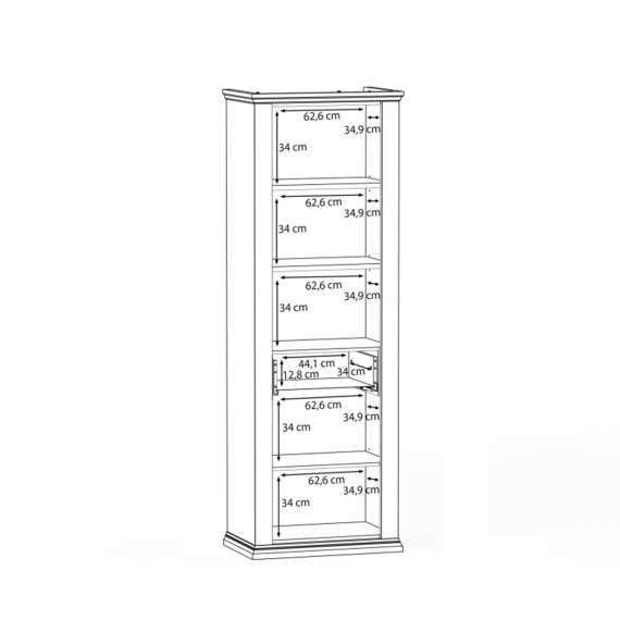 Vitrineskap PONTY - 69x202 cm - 2 dører - grå wolfram - eik mauvella