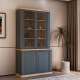 Vitrineskap PONTY - 109x202 cm - 4 dører - grå wolfram - eik mauvella