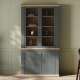 Vitrineskap PONTY - 109x202 cm - 4 dører - grå wolfram - eik mauvella