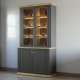 Vitrineskap PONTY - 109x202 cm - 4 dører - grå wolfram - eik mauvella