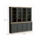 Vitrineskap PONTY - 198x202 cm - 8 dører - grå wolfram - eik mauvella