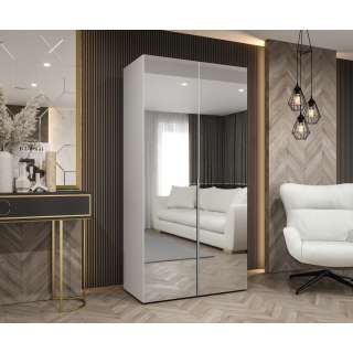 Garderobeskap ALICANTE 3 100x202 cm - hvit matt - 2 dører - speil