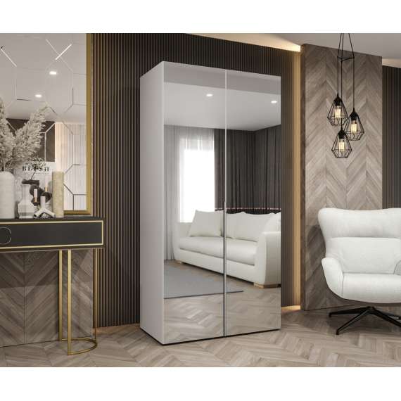 Garderobeskap ALICANTE 3 100x202 cm - hvit matt - 2 dører - speil