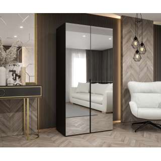 Garderobeskap ALICANTE 3 100x202 cm - svart matt - 2 dører - speil