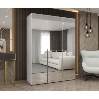 Garderobeskap ALICANTE 3 150x202 cm - hvit matt - 3 dører - speil