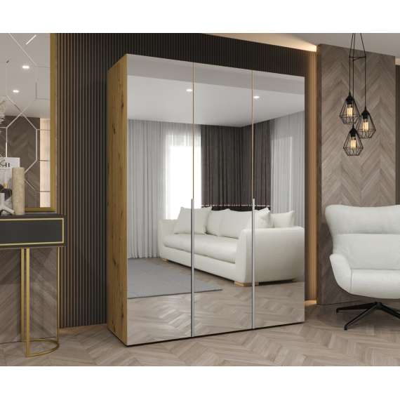 Garderobeskap ALICANTE 3 150x202 cm - eik artisan - 3 dører - speil