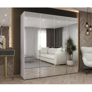 Garderobeskap ALICANTE 3 200x202 cm - hvit matt - 4 dører - speil