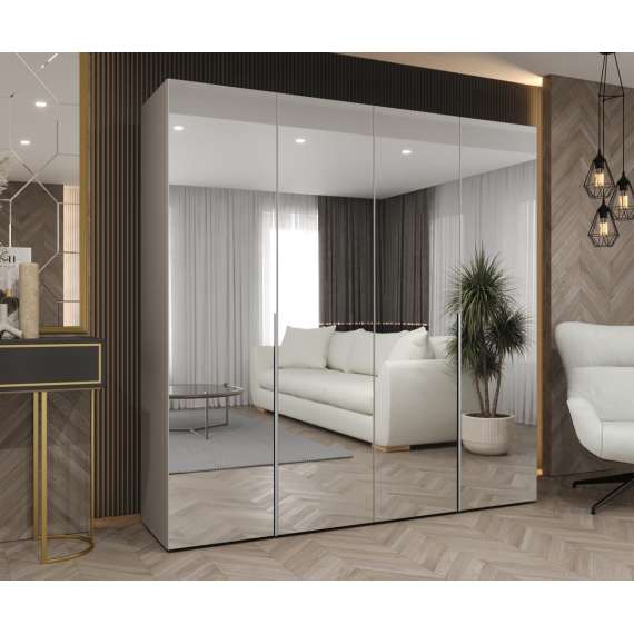 Garderobeskap ALICANTE 3 200x202 cm - cashmere - 4 dører - speil