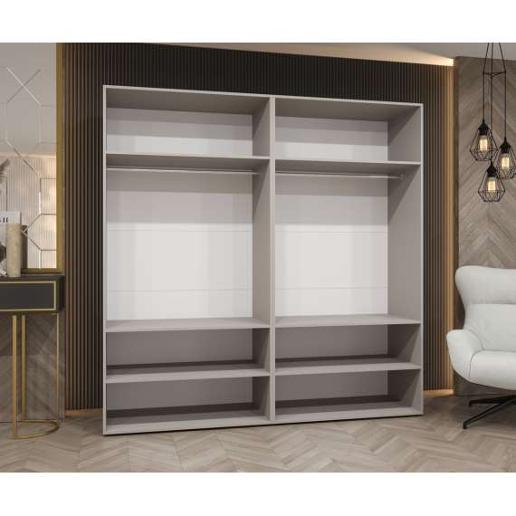 Garderobeskap ALICANTE 3 200x202 cm - cashmere - 4 dører - speil