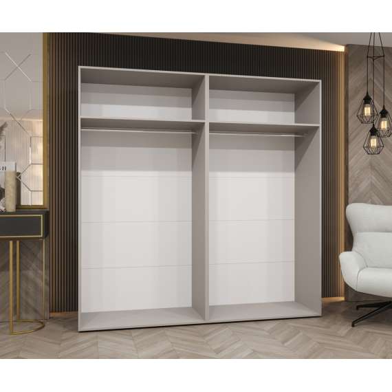 Garderobeskap ALICANTE 3 200x202 cm - cashmere - 4 dører - speil