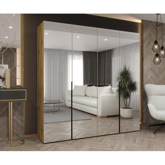 Garderobeskap ALICANTE 3 200x202 cm - eik artisan - 4 dører - speil