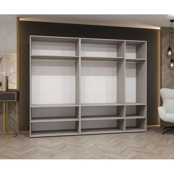 Garderobeskap ALICANTE 3 250x202 cm - cashmere - 5 dører - speil