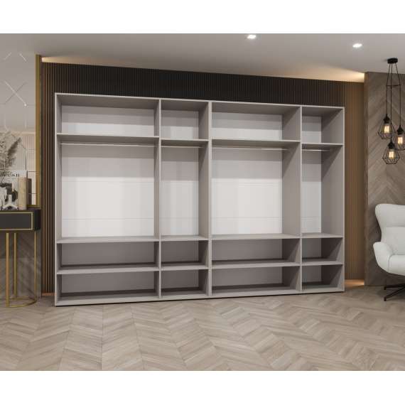 Garderobeskap ALICANTE 3 300x202 cm - hvit matt - 6 dører - speil