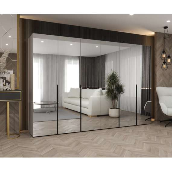 Garderobeskap ALICANTE 3 300x202 cm - cashmere - 6 dører - speil