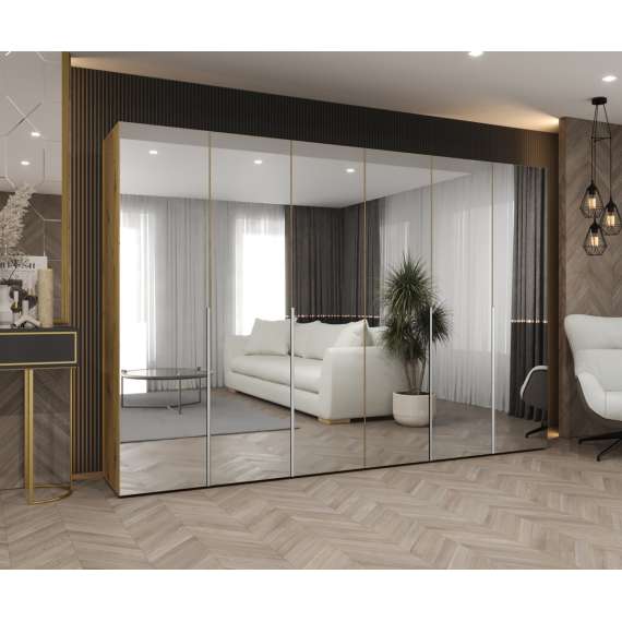 Garderobeskap ALICANTE 3 300x202 cm - eik artisan - 6 dører - speil