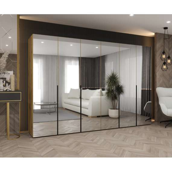 Garderobeskap ALICANTE 3 300x202 cm - eik artisan - 6 dører - speil