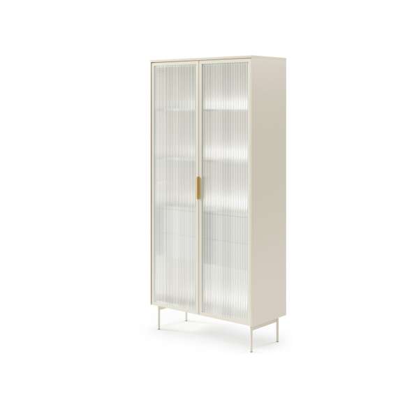 Vitrineskap Lumi 91x195 cm - cashmere - 2 dører - med belysning