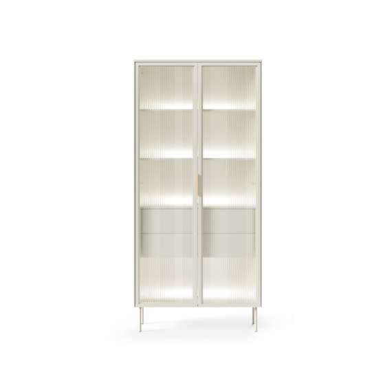Vitrineskap Lumi 91x195 cm - cashmere - 2 dører - med belysning
