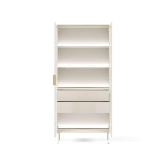 Vitrineskap Lumi 91x195 cm - cashmere - 2 dører - med belysning