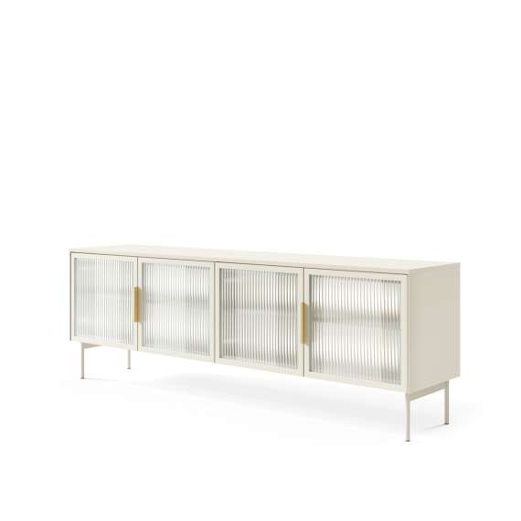 Tv-benk Lumi 181x62 cm - cashmere - 4 dører - med belysning