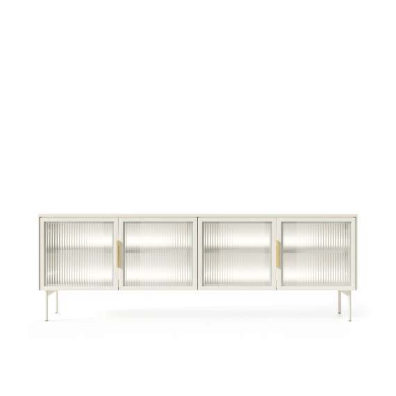 Tv-benk Lumi 181x62 cm - cashmere - 4 dører - med belysning