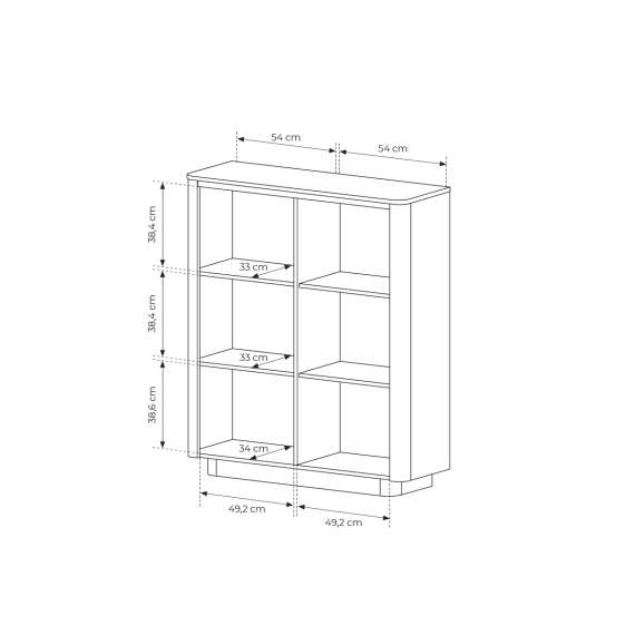 Skap Torro 113x133 cm - 2 dører - hyller - eik