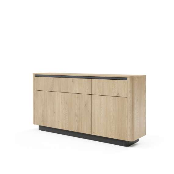 Skjenk Torro 163x83 cm - 3 dører - 3 skuffer - eik