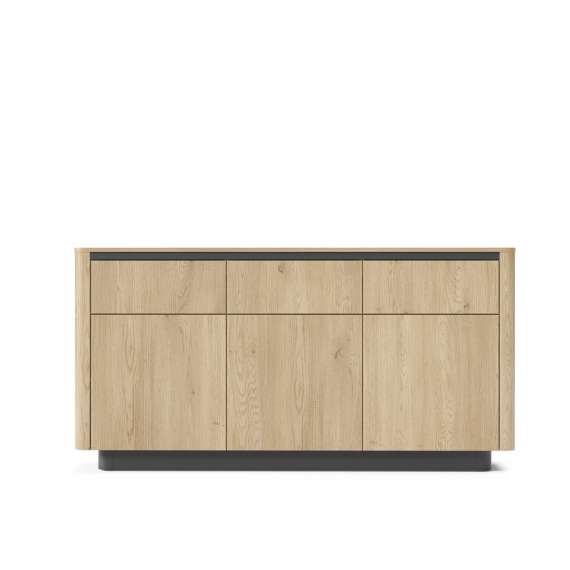 Skjenk Torro 163x83 cm - 3 dører - 3 skuffer - eik