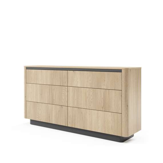 Kommode Torro 163x83 cm - 6 skuffer - eik