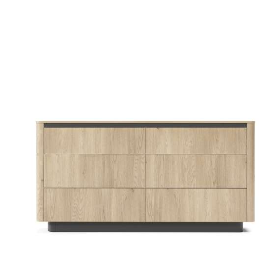 Kommode Torro 163x83 cm - 6 skuffer - eik