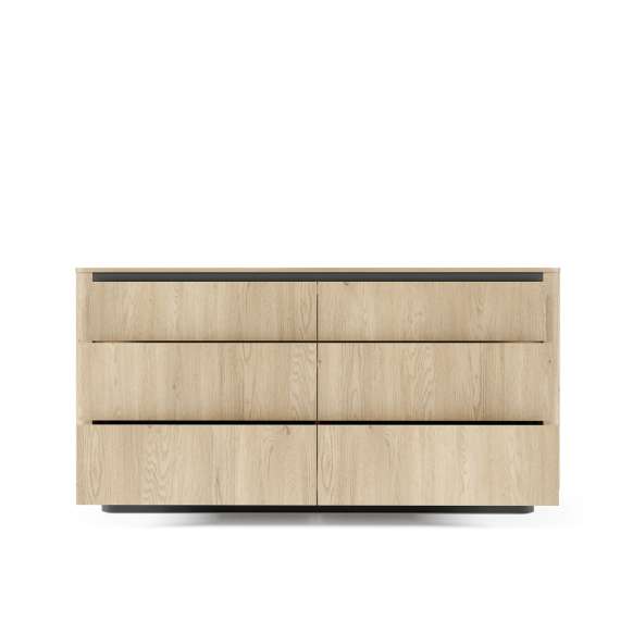 Kommode Torro 163x83 cm - 6 skuffer - eik