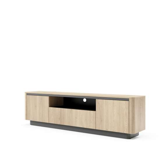 Tv-benk Torro 200x55 cm - 2 dører - 1 skuff - eik