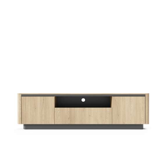 Tv-benk Torro 200x55 cm - 2 dører - 1 skuff - eik