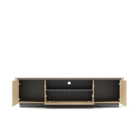 Tv-benk Torro 200x55 cm - 2 dører - 1 skuff - eik