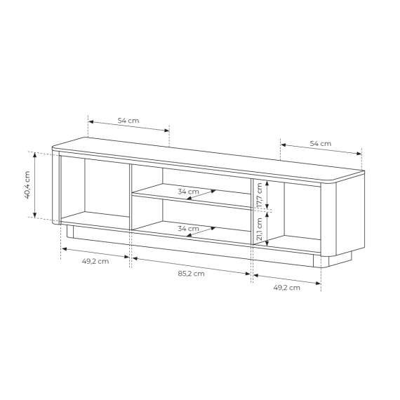 Tv-benk Torro 200x55 cm - 2 dører - 1 skuff - eik