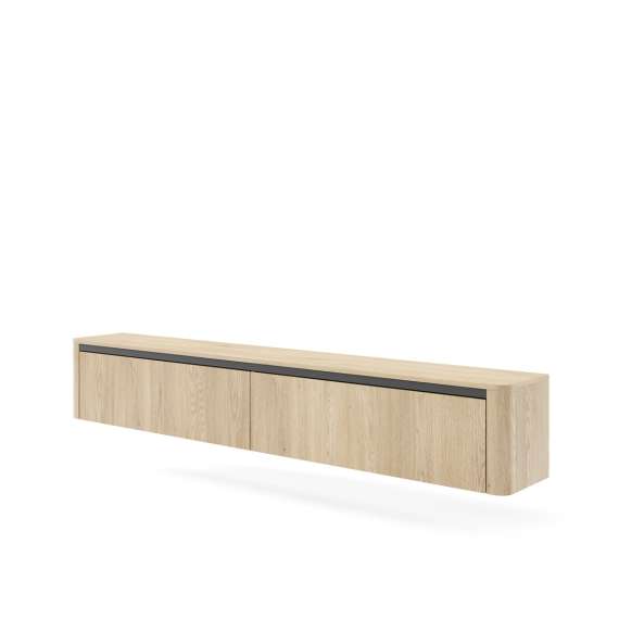 Tv-benk Torro 200x33 cm - vegghengt - 2 dører - eik