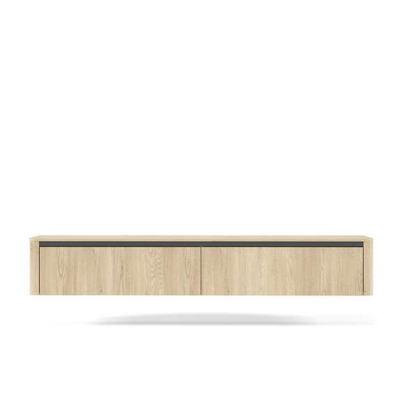 Tv-benk Torro 200x33 cm - vegghengt - 2 dører - eik