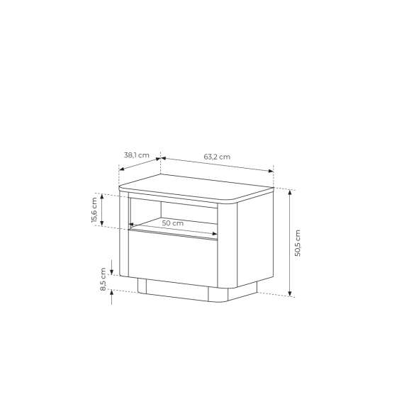 Nattbord Torro 63x50 cm - 1 skuff - eik
