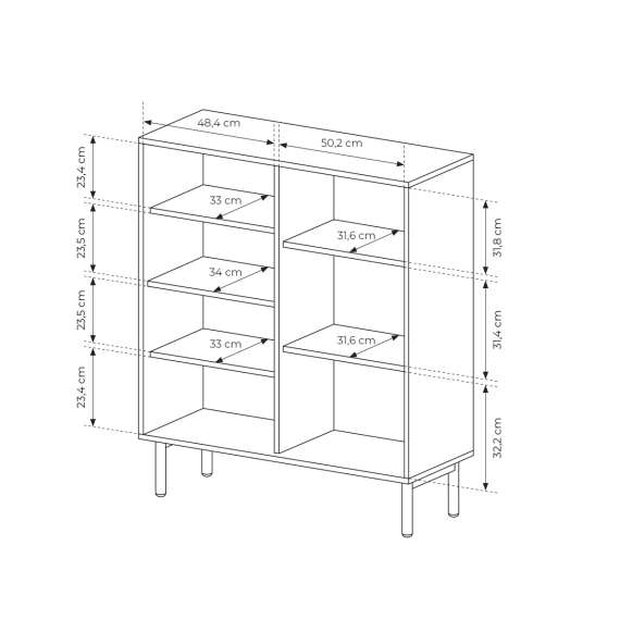 Skap Tavo 103x122 cm - eik - 3 dører - hyller