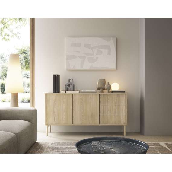 Skjenk Tavo 153x80 cm - eik - 2 dører - 3 skuffer